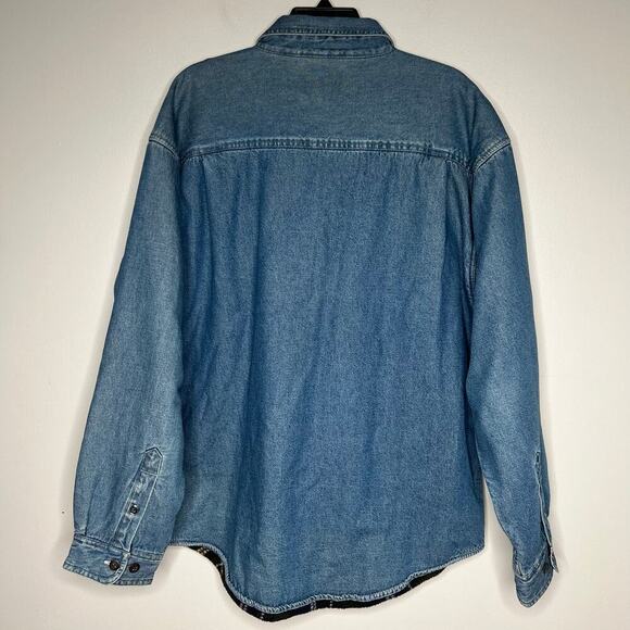 VTG American Blue Denim Barn Chore Coat Jacket Button Front Blanket Lined Sz L - Picture 6 of 8
